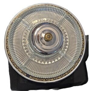 Kromex Chrome Glass Divided Lazy Susan Appetizer Relish Ornate Tray